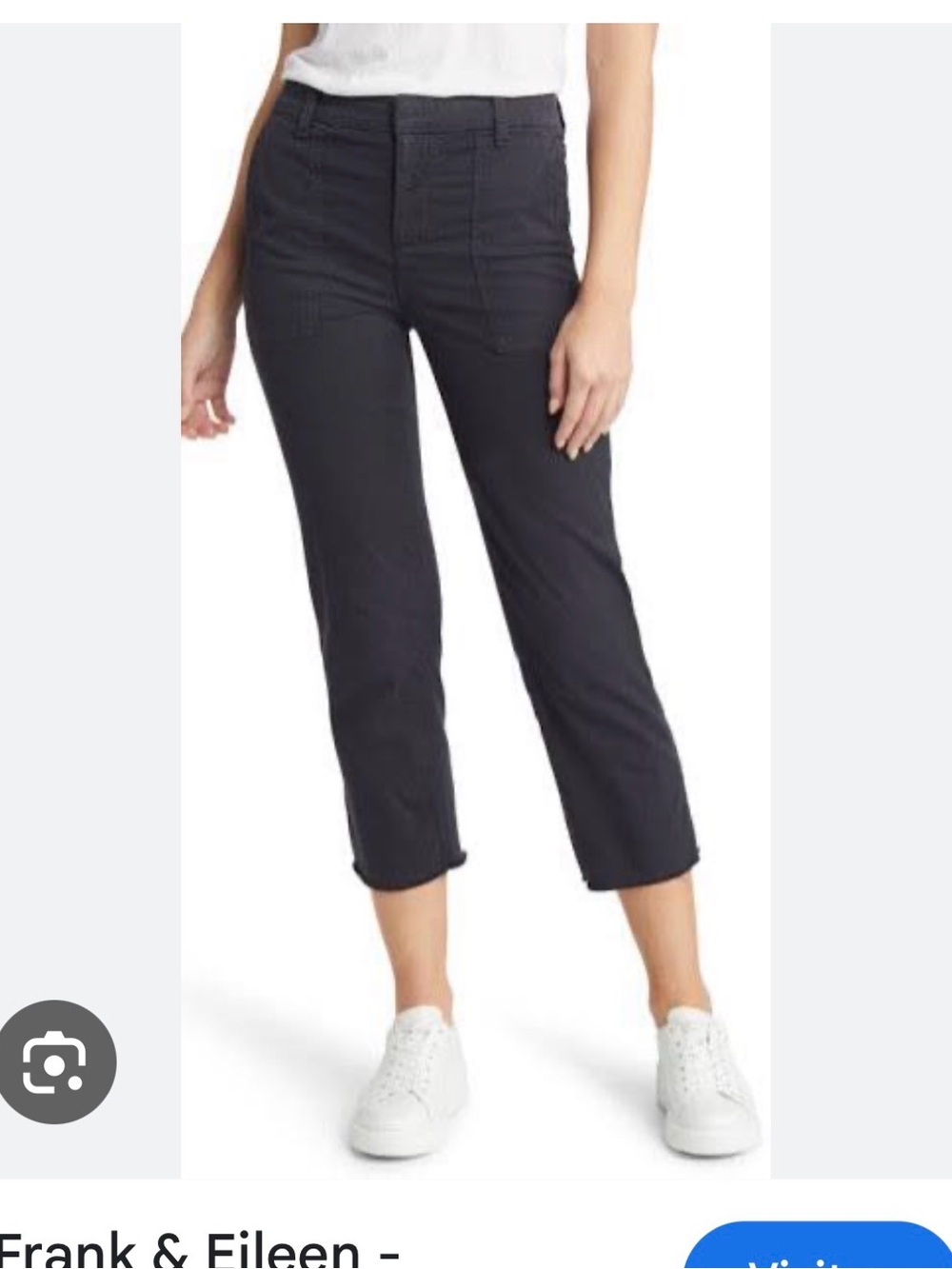 Frank & Eileen Utility Cropped Straight-Leg Pants in black stone (washed black)